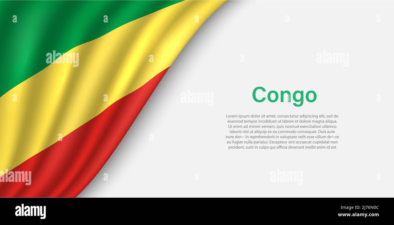 Wave flag of Congo on white background. Banner or ribbon vector ...