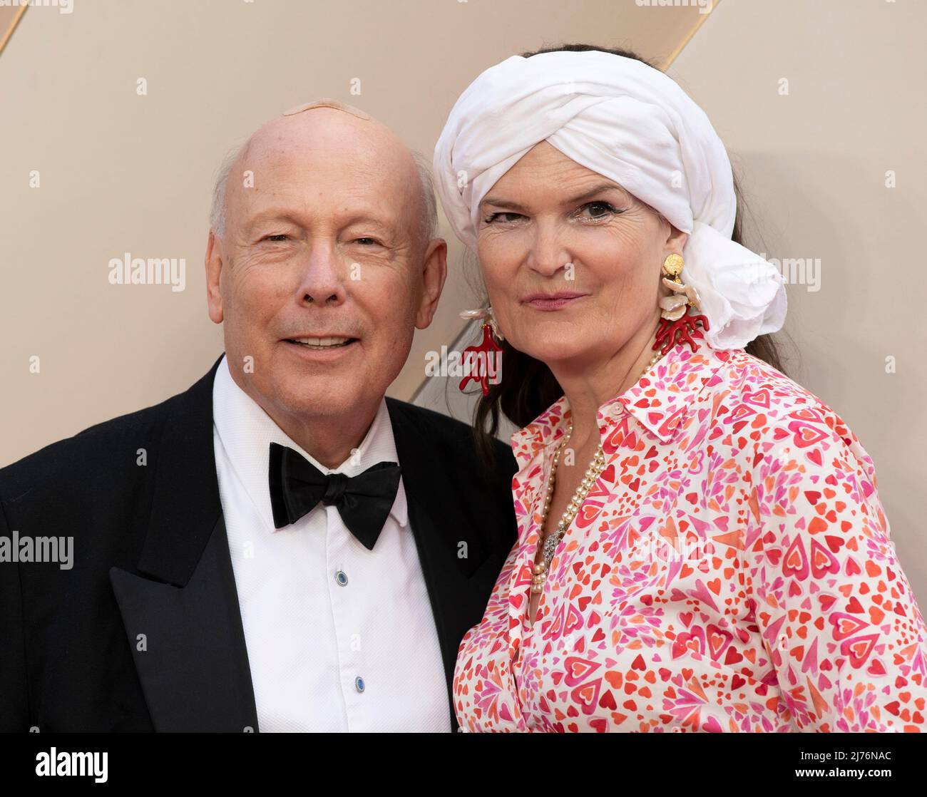 Julian Fellowes and Emma Joy Kitchener attends the world premiere of 'Downtown Abbey: A New Era' at Cineworld Leicester Square on April 25, 2022 in Lo Stock Photo