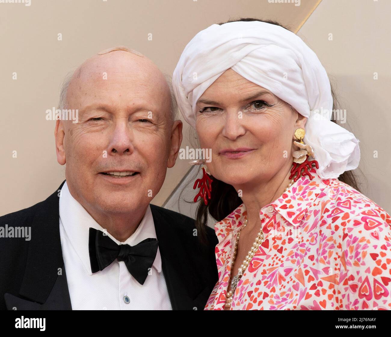 Julian Fellowes and Emma Joy Kitchener attends the world premiere of 'Downtown Abbey: A New Era' at Cineworld Leicester Square on April 25, 2022 in Lo Stock Photo