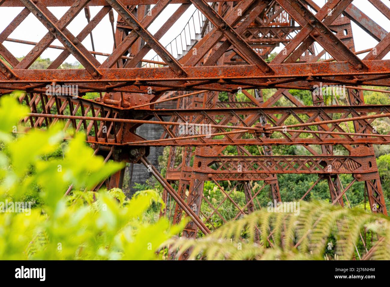 Old unused iron train bridge at the Old Coach Road, North Island of New