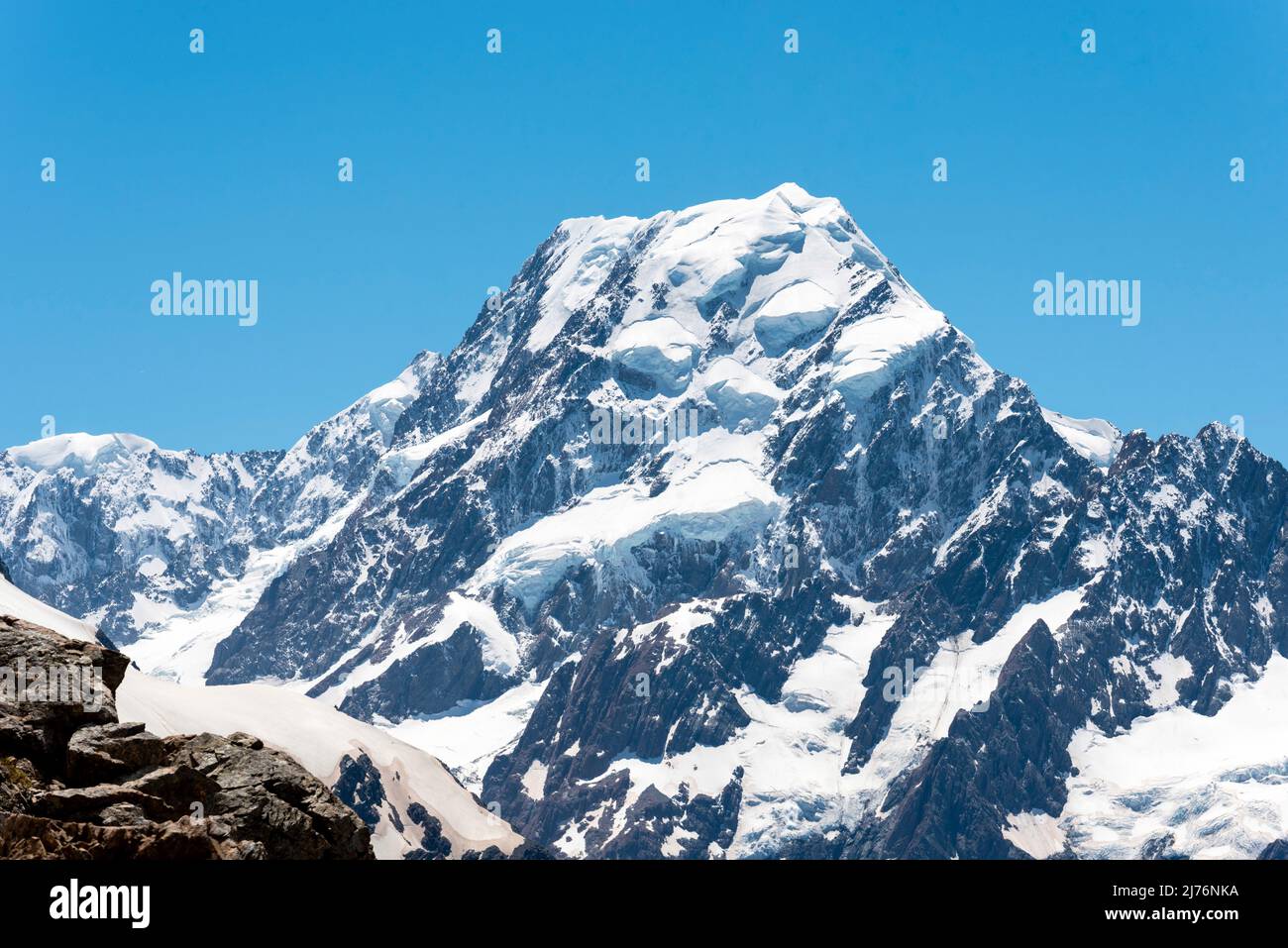 Scenic view of Mount Cook from Mueller Hut Route, Mount Cook National Park, South Island of New Zealand Stock Photo