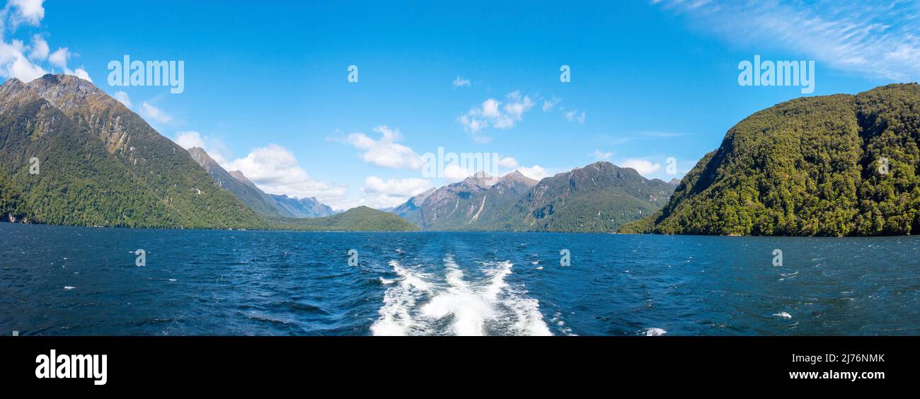 Beautiful mountain landscape surrounding lake Te Anau, South Island of New Zealand Stock Photo