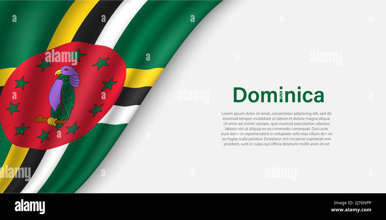 Wave flag of Dominica on white background. Banner or ribbon vector ...