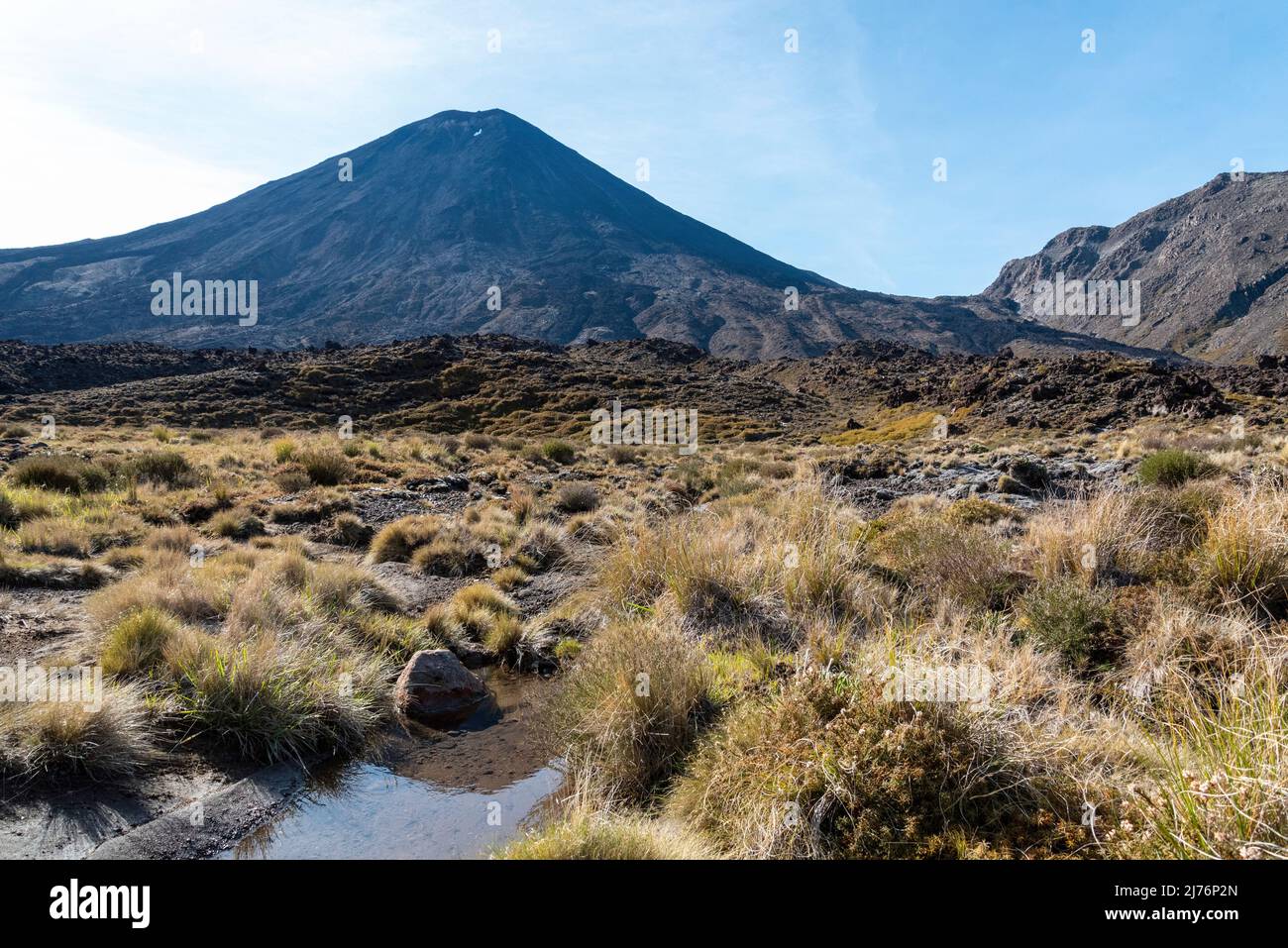 Hiking the Tongariro Alpine Crossing, Mount Ngauruhoe in the background ...