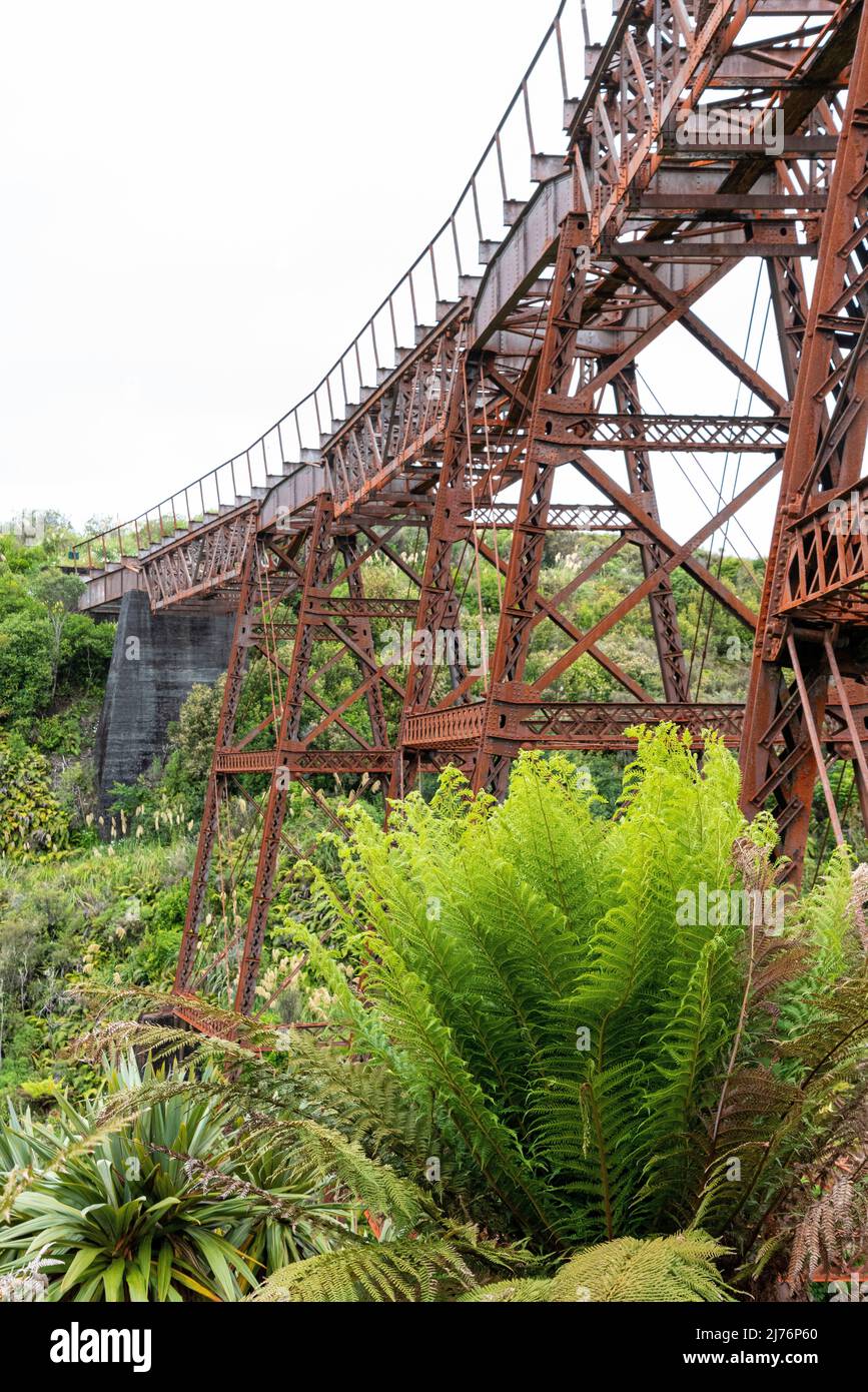 Old unused iron train bridge at the Old Coach Road, North Island of New