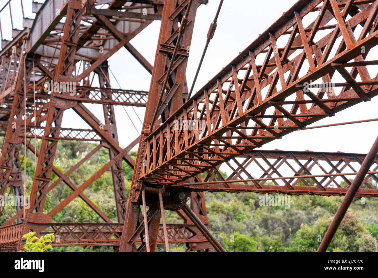 Old unused iron train bridge at the Old Coach Road, North Island of New