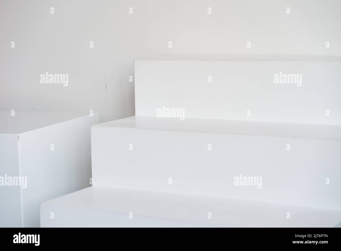Stairs podium, stairs platform. Podium with stairs . Studio room background for product demonstration. High quality photo Stock Photo