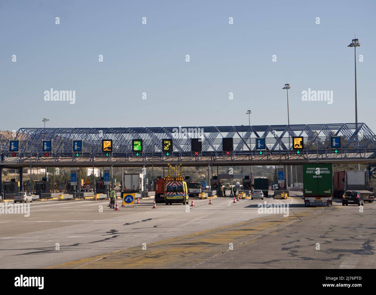 Toll station in a motorway near Athens in Greece,Europe Stock Photo
