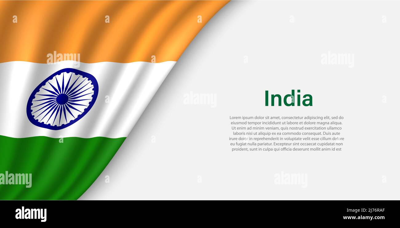 Wave flag of India on white background. Banner or ribbon vector ...
