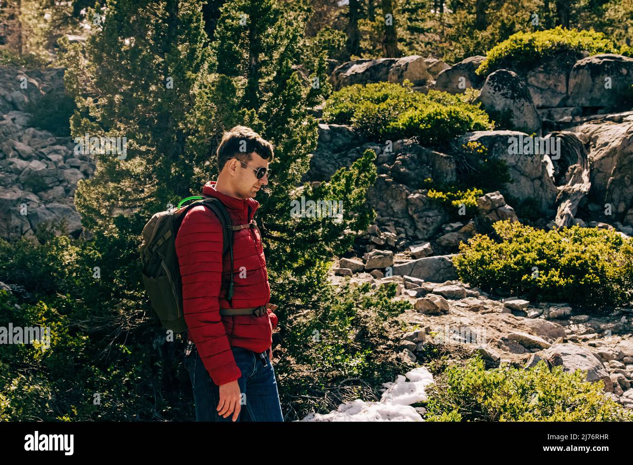 Hiking in red mountains active hi-res stock photography and images - Alamy