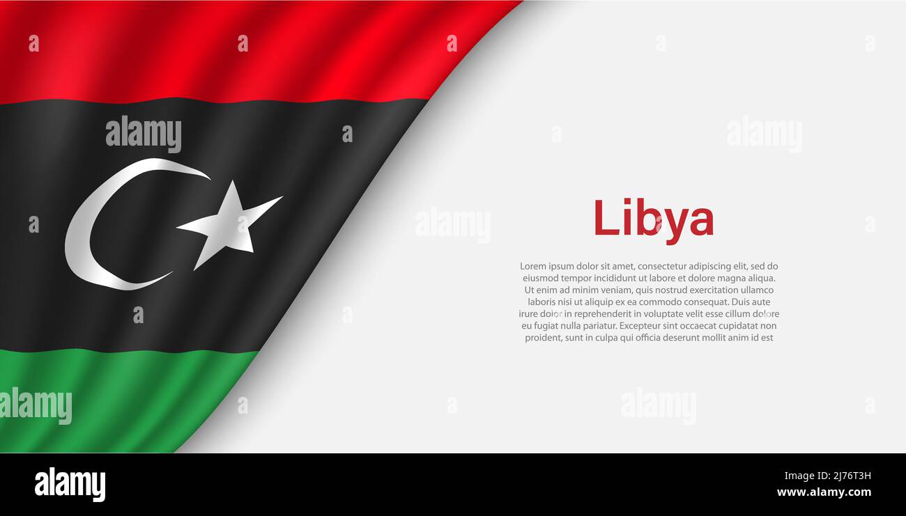 Wave flag of Libya on white background. Banner or ribbon vector ...