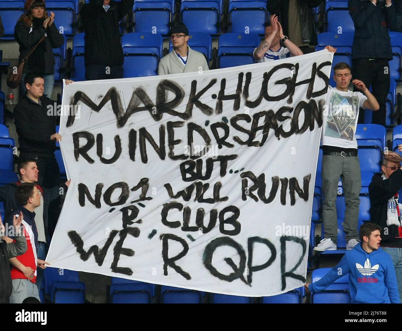 28 April 2013 - Soccer - Barclays Premier League Football - Reading FC Vs Queens Park Rangers - Queens Park Rangers fans protest against the running of the club after the final whistle -  Photographer: Paul Roberts / Pathos. Stock Photo