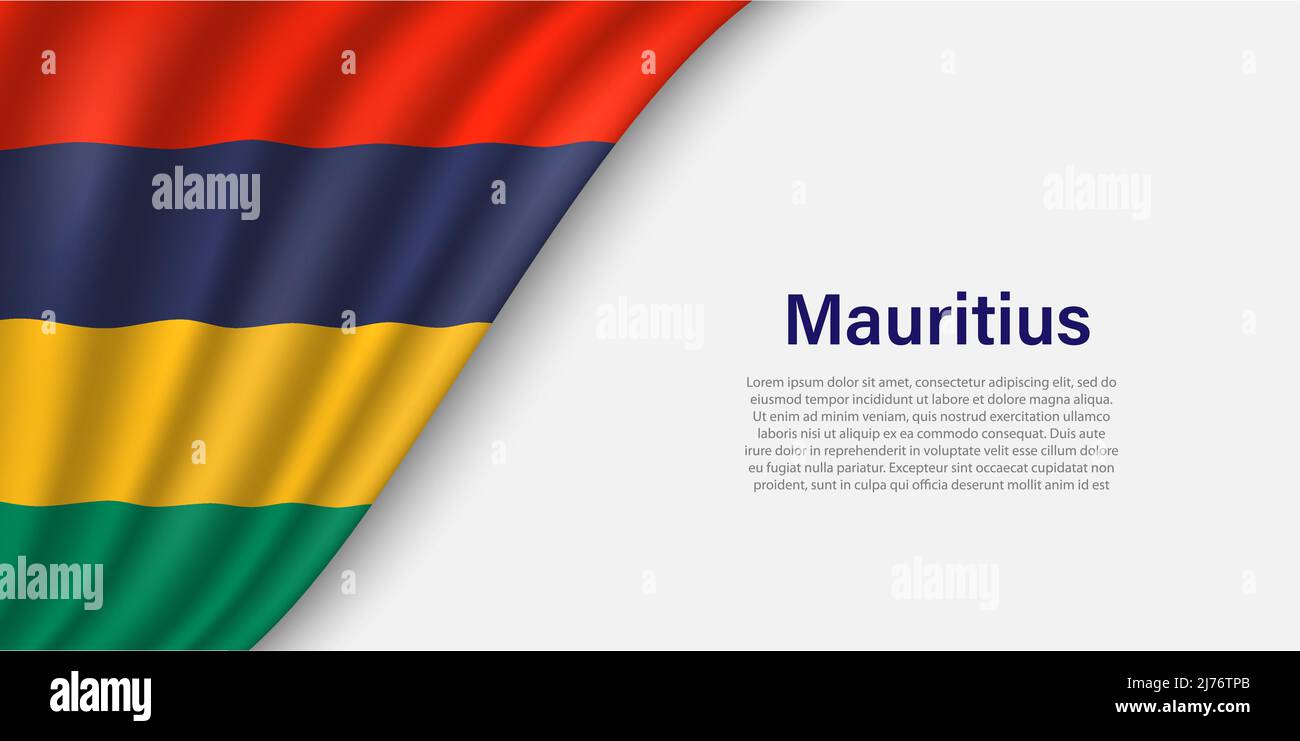 Wave flag of Mauritius on white background. Banner or ribbon vector ...