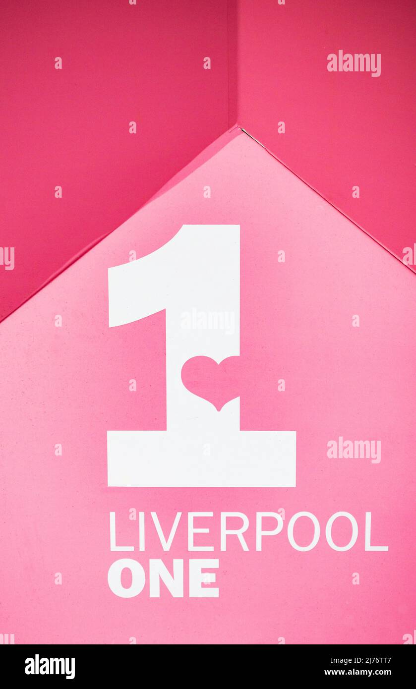 Liverpool ONE sign and love logo Stock Photo