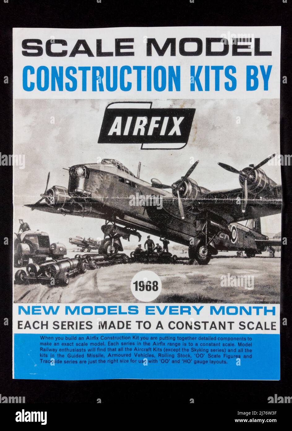 Brochure for Airfix scale model kits, part of a 1960's themed replica memorabilia. Stock Photo