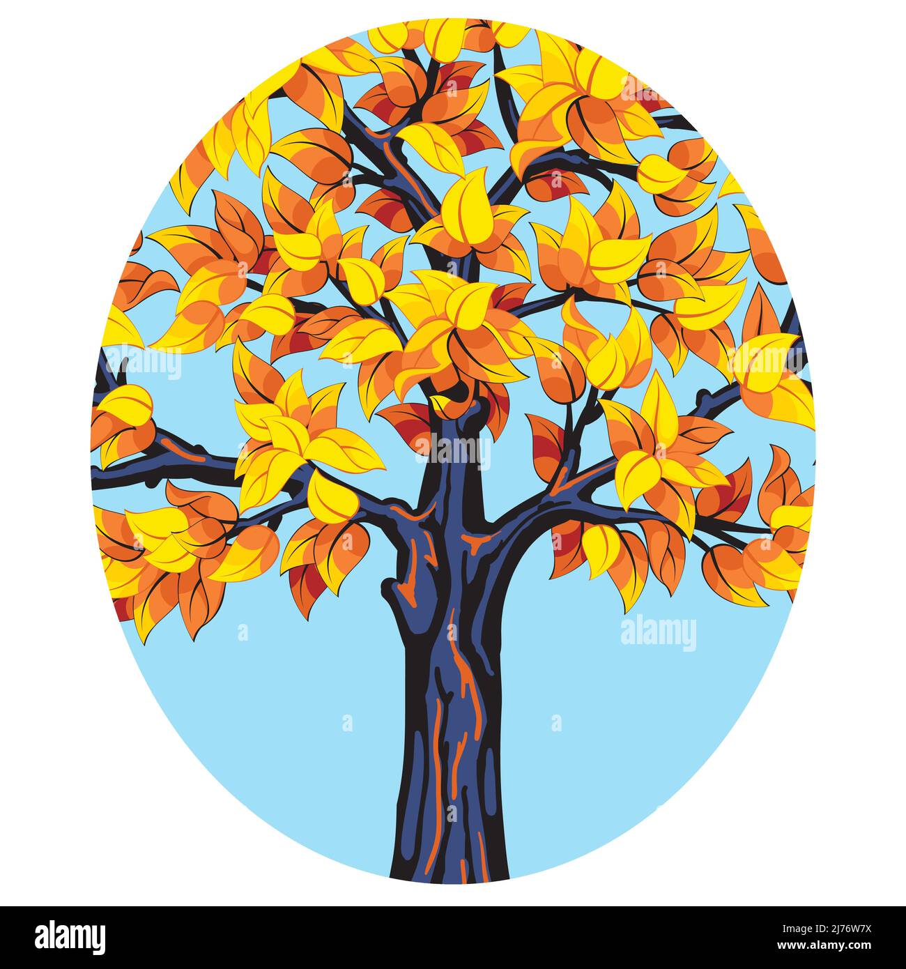 Autumn Tree Leaf In Oval Shape Stock Vector Image & Art Alamy