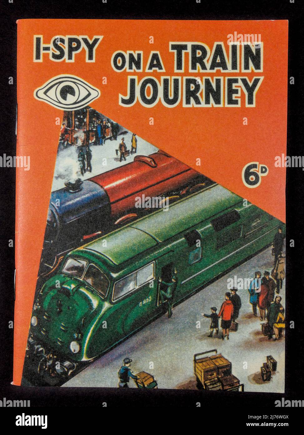 Replica copy of the 'I-SPY on a Train Journey' by I-Spy Books, a 1960's themed replica memorabilia. Stock Photo