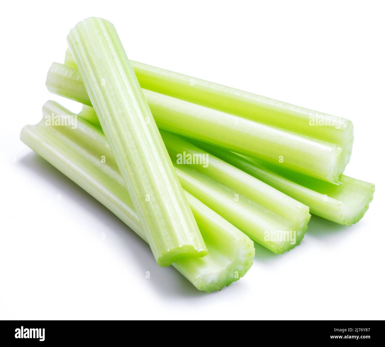 Pile of celery ribs isolated on white background Stock Photo Alamy