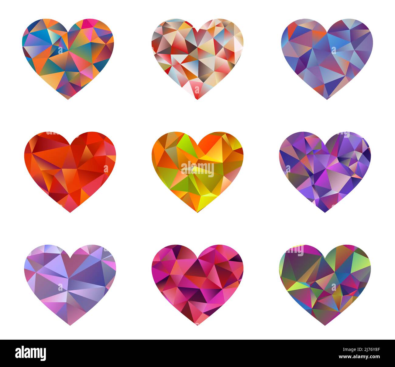 Multi color Low poly Heart Vector Illustration Stock Vector