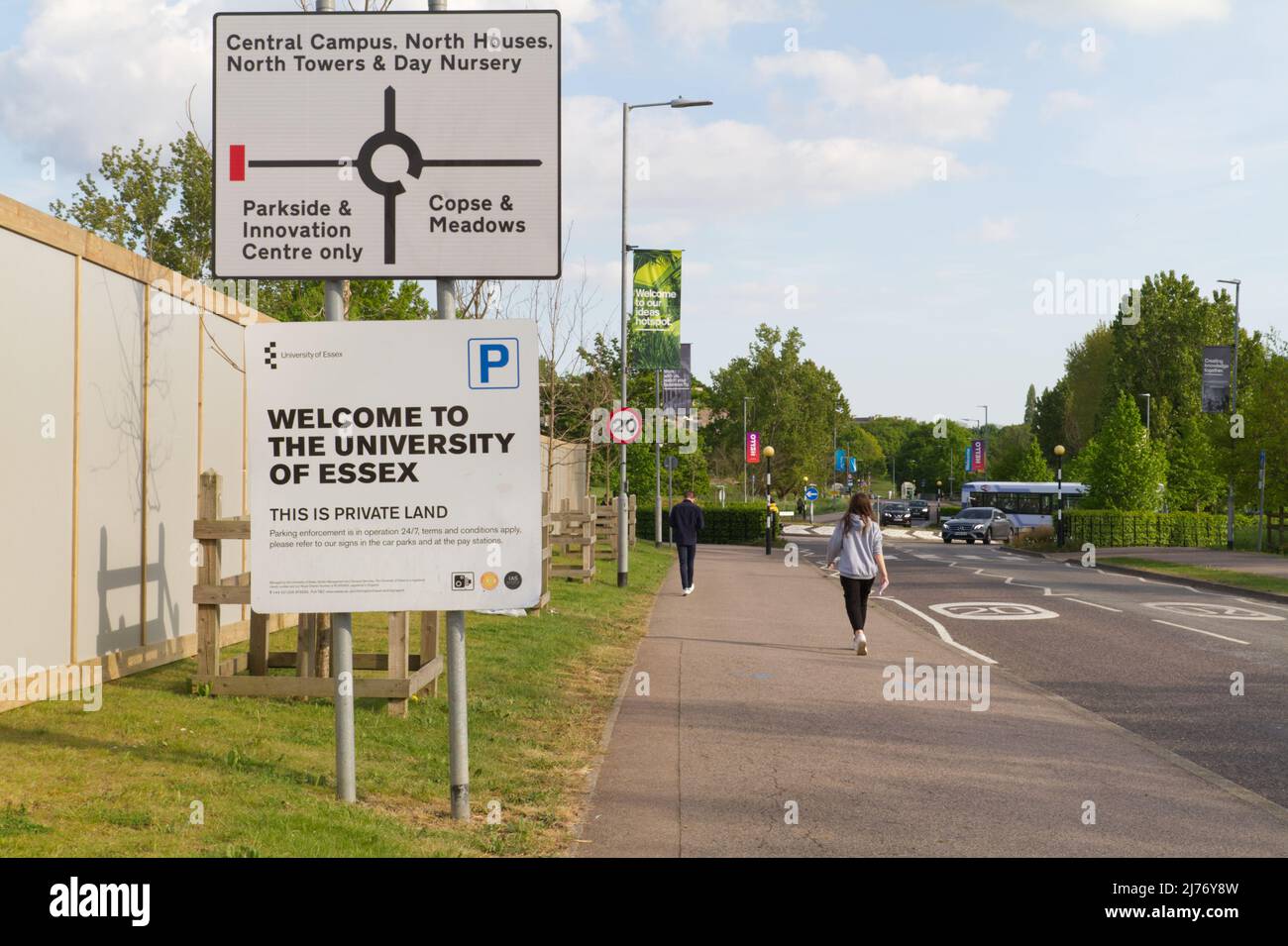 Entrance sign and directions on Boundary Road at the University of