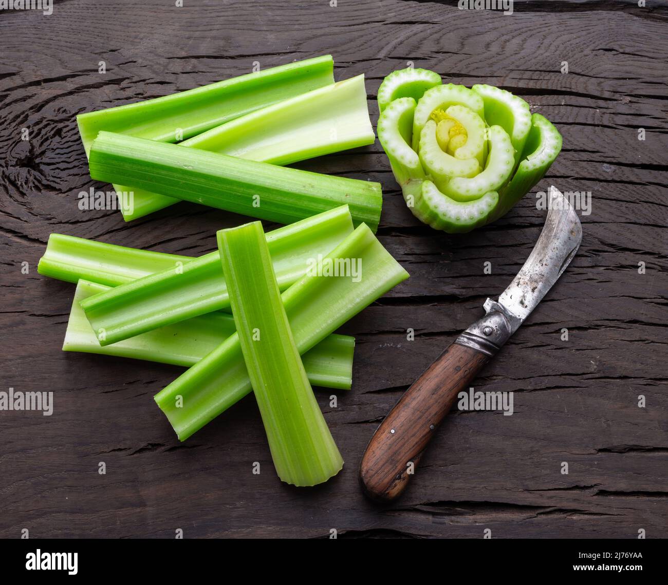 Pile of celery ribs isolated on white background Stock Photo Alamy