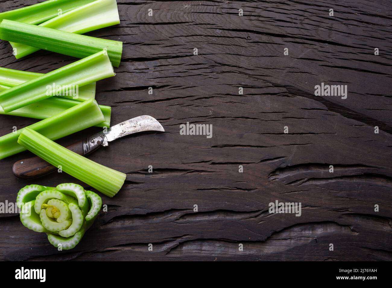 Pile of celery ribs isolated on white background Stock Photo Alamy