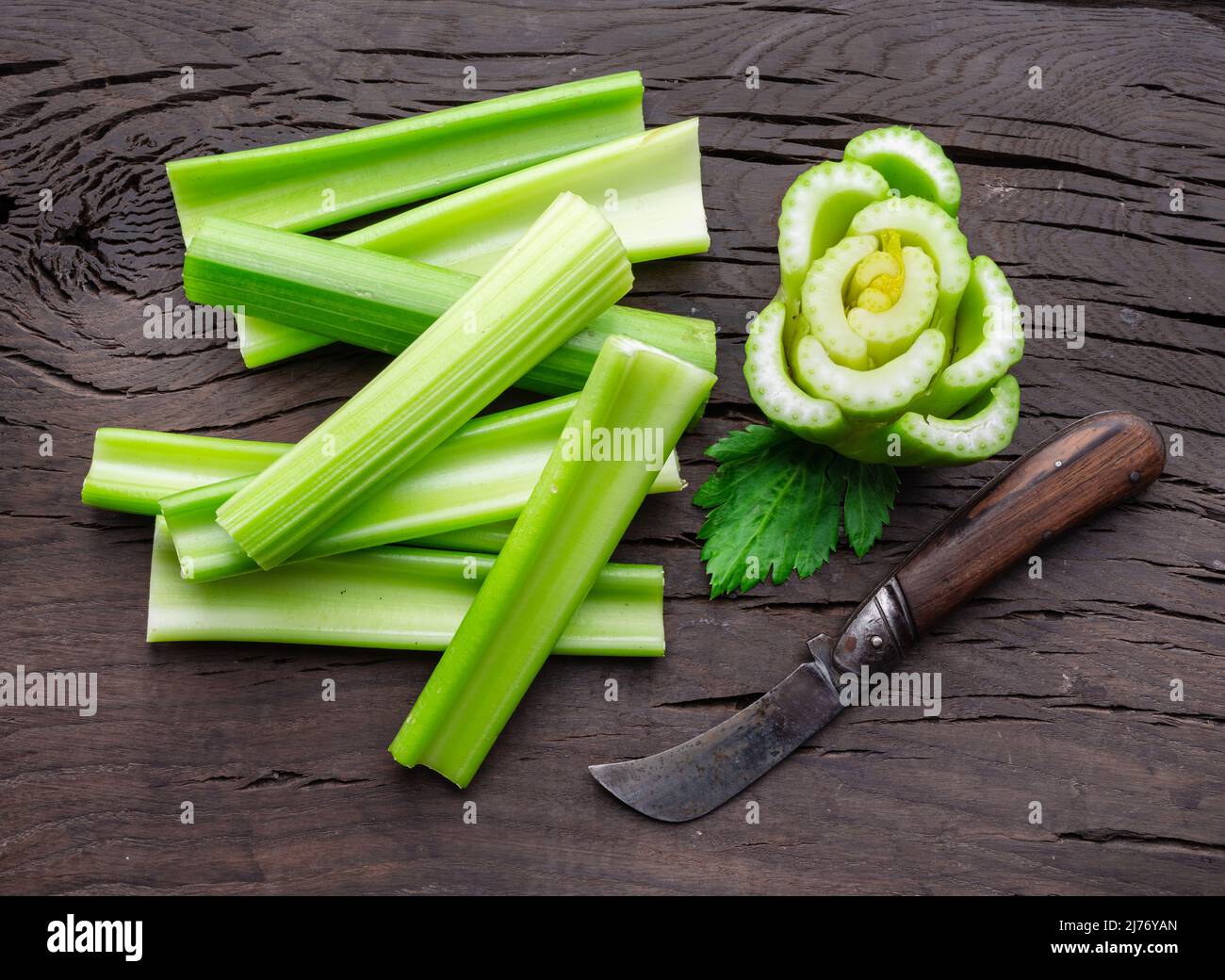 Pile of celery ribs isolated on white background Stock Photo Alamy