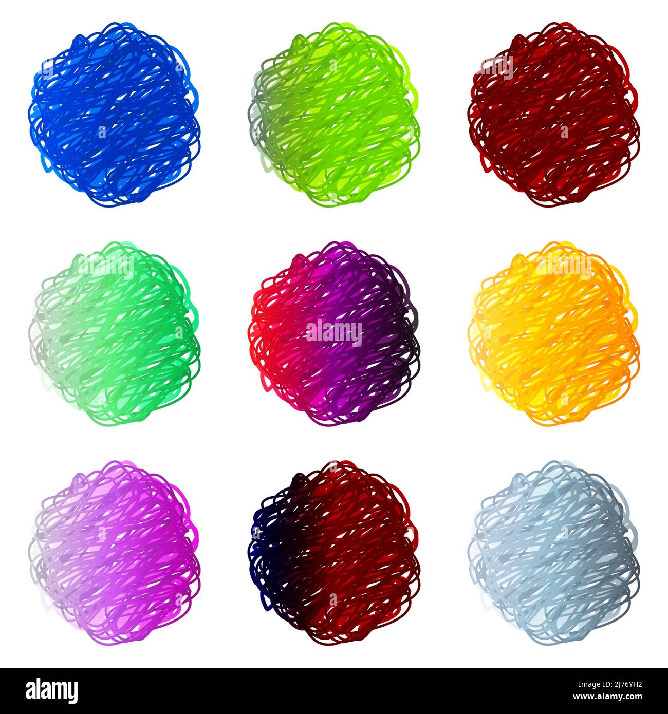 Scribble Doodle Circle Set of 9 Stock Vector