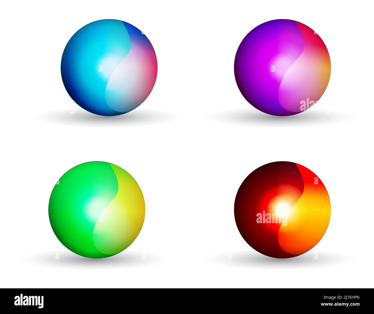 3D Realistic Colorful Sphere Set Stock Vector