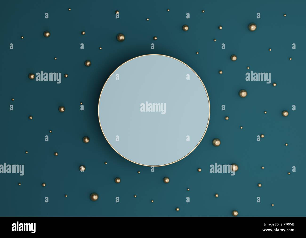 Dark teal, aqua blue 3D rendering luxury product display podium or ...