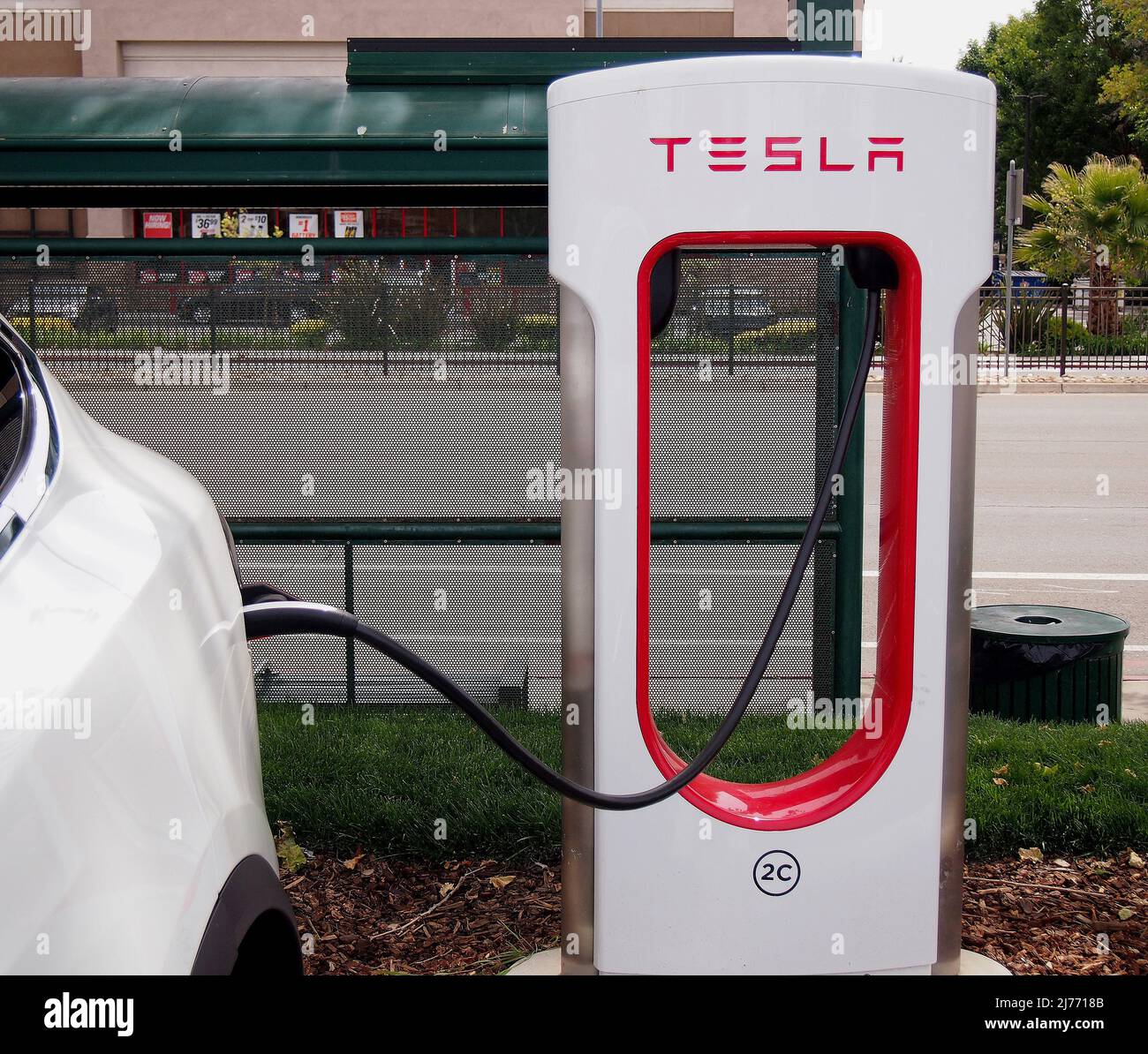 Tesla electric car charging station in Union City, California Stock ...