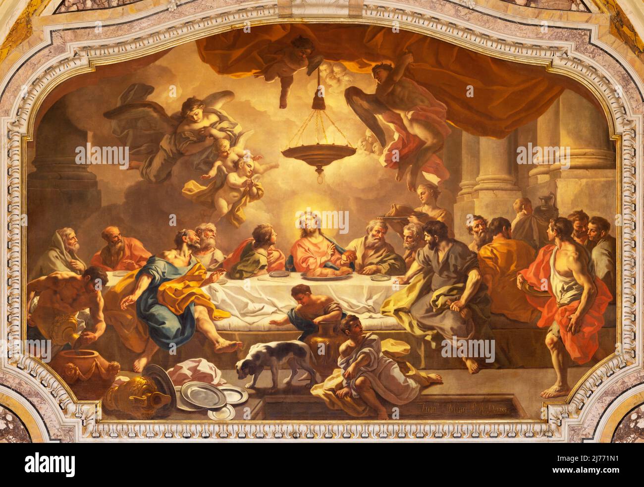 MONOPOLI, ITALY - MARCH 5, 2022: The painting Last Supper in Cathedral - Basilica di Maria Santissima della Madia by Francesco de Mura (1696 - 1782). Stock Photo