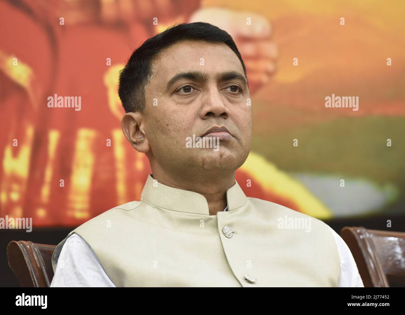 NEW DELHI, INDIA - MAY 6: Chief Minister of Goa Pramod Sawant, during the Inaugurating the Adiguru Shankaracharya Jayanti Celebrations at Constitution Club of India on May 6, 2022 in New Delhi, India. May 6 marks the 1234th birth anniversary of Adi Shankaracharya. Adi Shankara, also known as Jagatguru Shankaracharya, continues to be one of the significant religious leaders and philosophers of India (Photo by Sonu Mehta/Hindustan Times/Sipa USA) Stock Photo