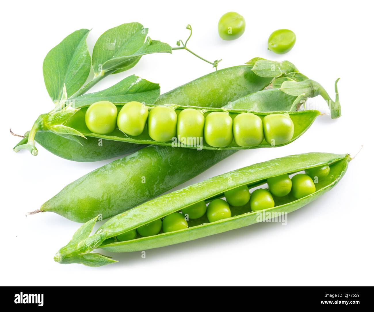 Perfect green peas in pod isolated on white background Stock Photo - Alamy