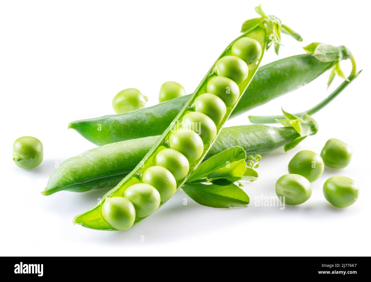 Perfect green peas in pod isolated on white background Stock Photo Alamy