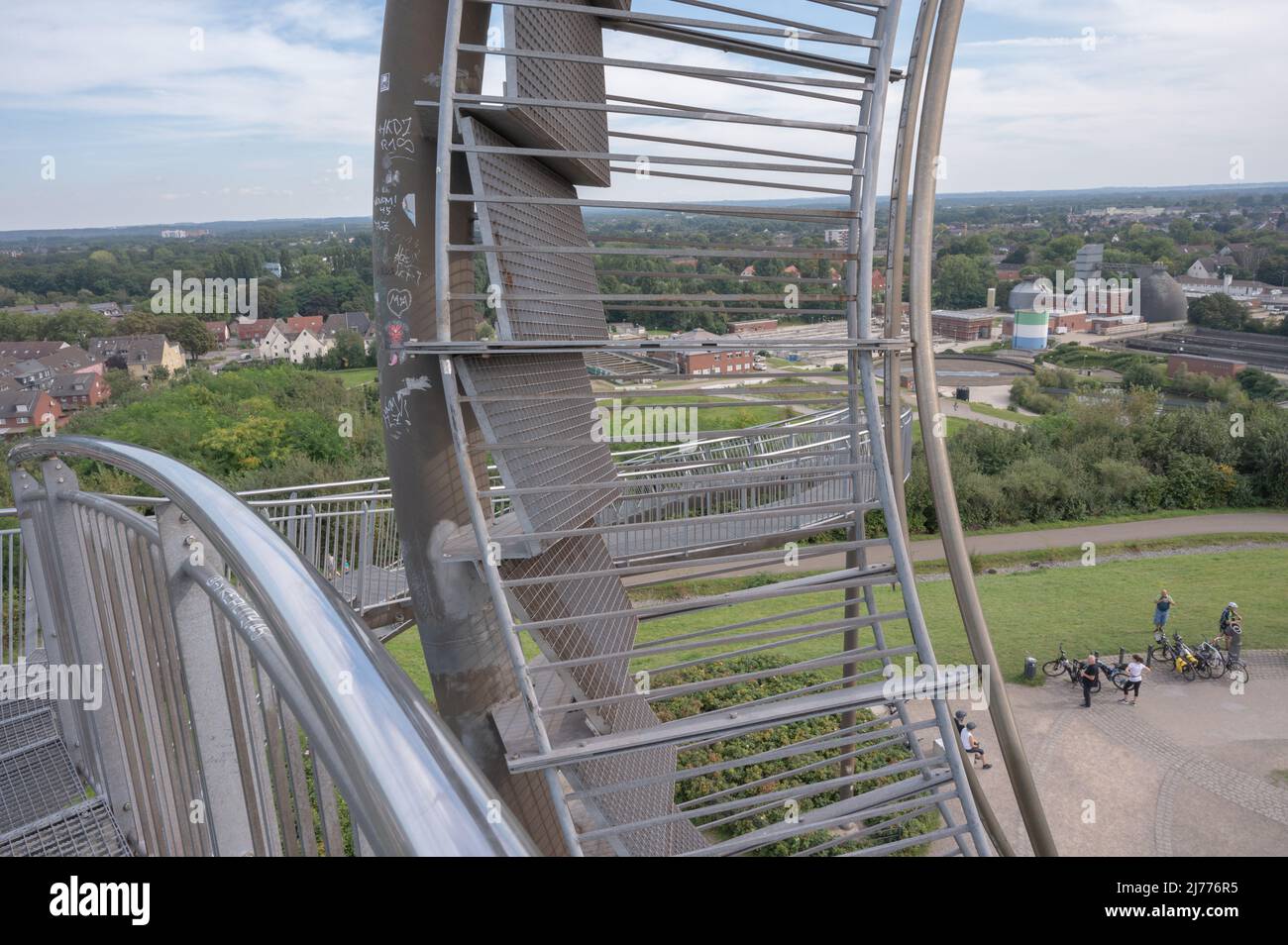 Duisburg September 2021: Tiger and Turtle - Magic Mountain is a landmark modeled on a roller coaster on Heinrich-Hildebrand-Höhe in Angerpark Stock Photo