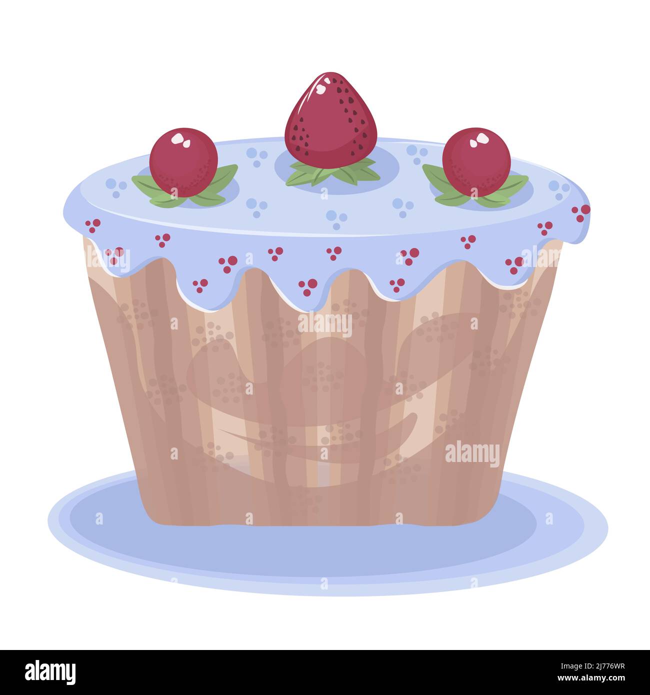 Appetizing cupcake with berries, colorful illustration Stock Vector