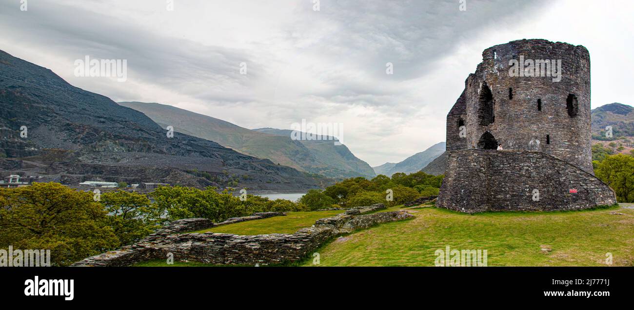 Beautiful medieval ruins of Dolbadarn Castle, Llanberis, Gwynedd, North Wales, Great Britain Stock Photo