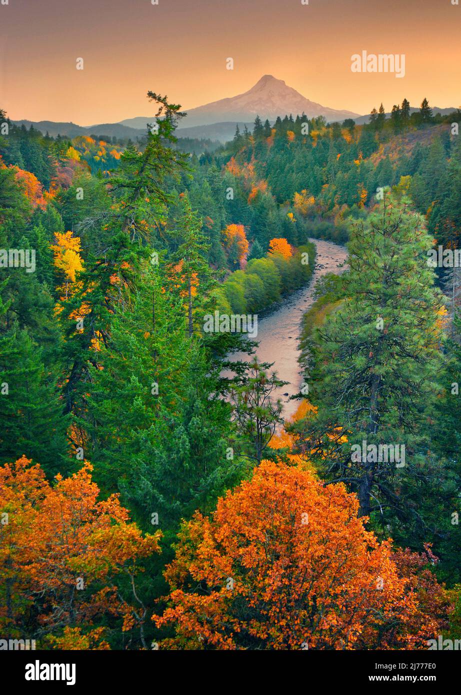 Mt Hood and Hood River, Oregon Stock Photo