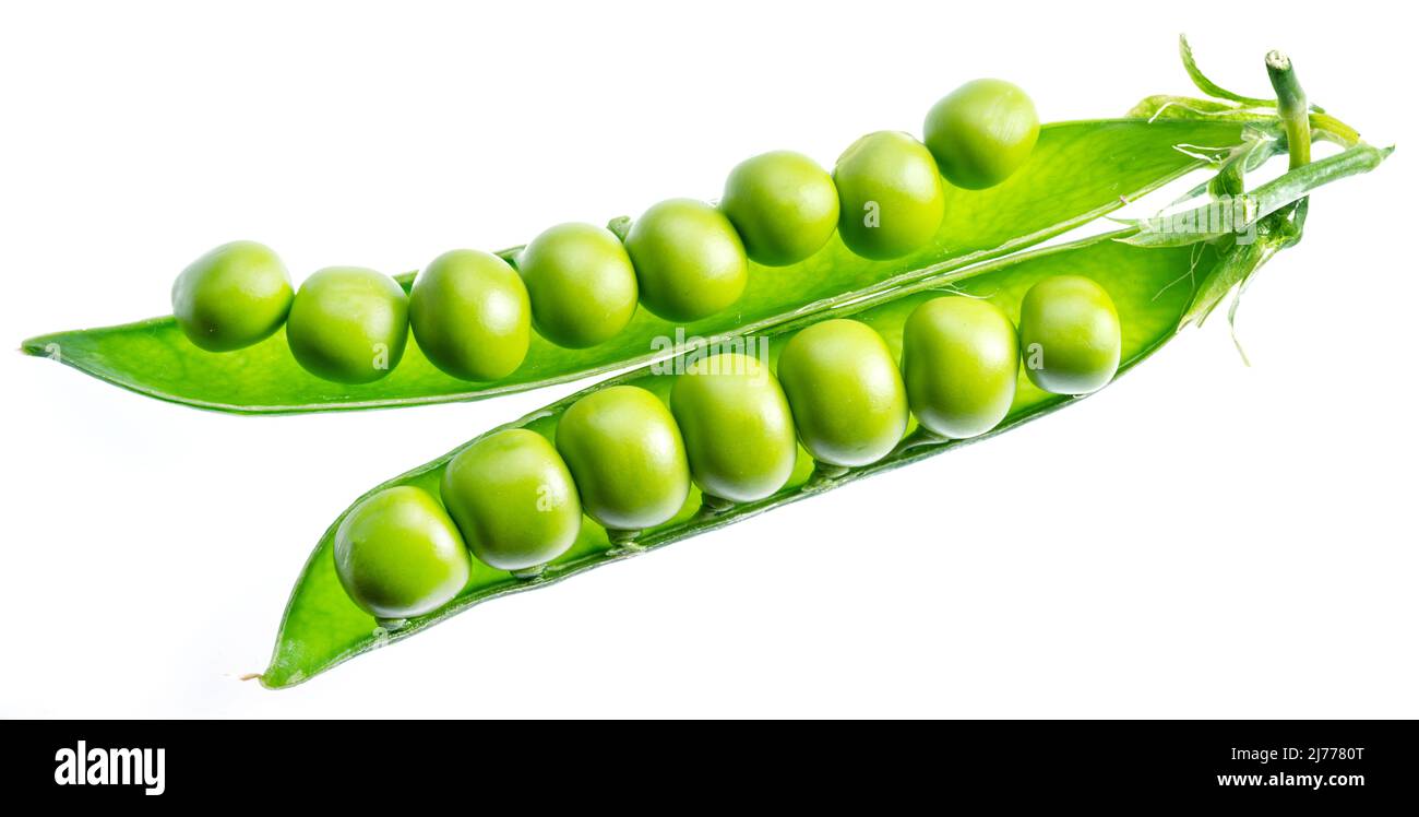Perfect green peas in pod isolated on white background Stock Photo Alamy