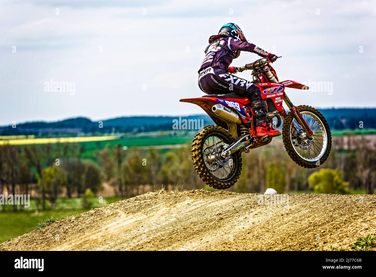 Motocross Racer in Westerhauseen.Sachsen Anhalt. Stock Photo