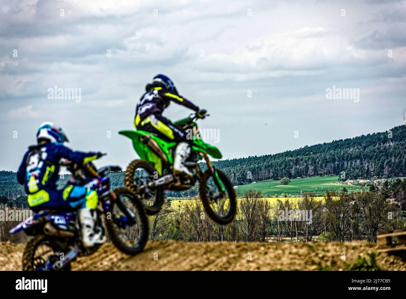 Motocross Racer in Westerhauseen.Sachsen Anhalt. Stock Photo