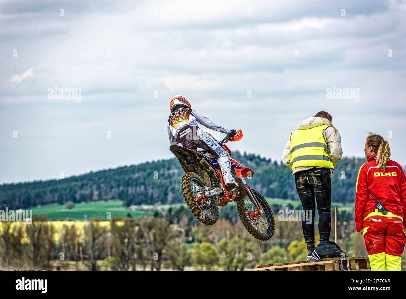 Motocross Racer in Westerhauseen.Sachsen Anhalt. Stock Photo