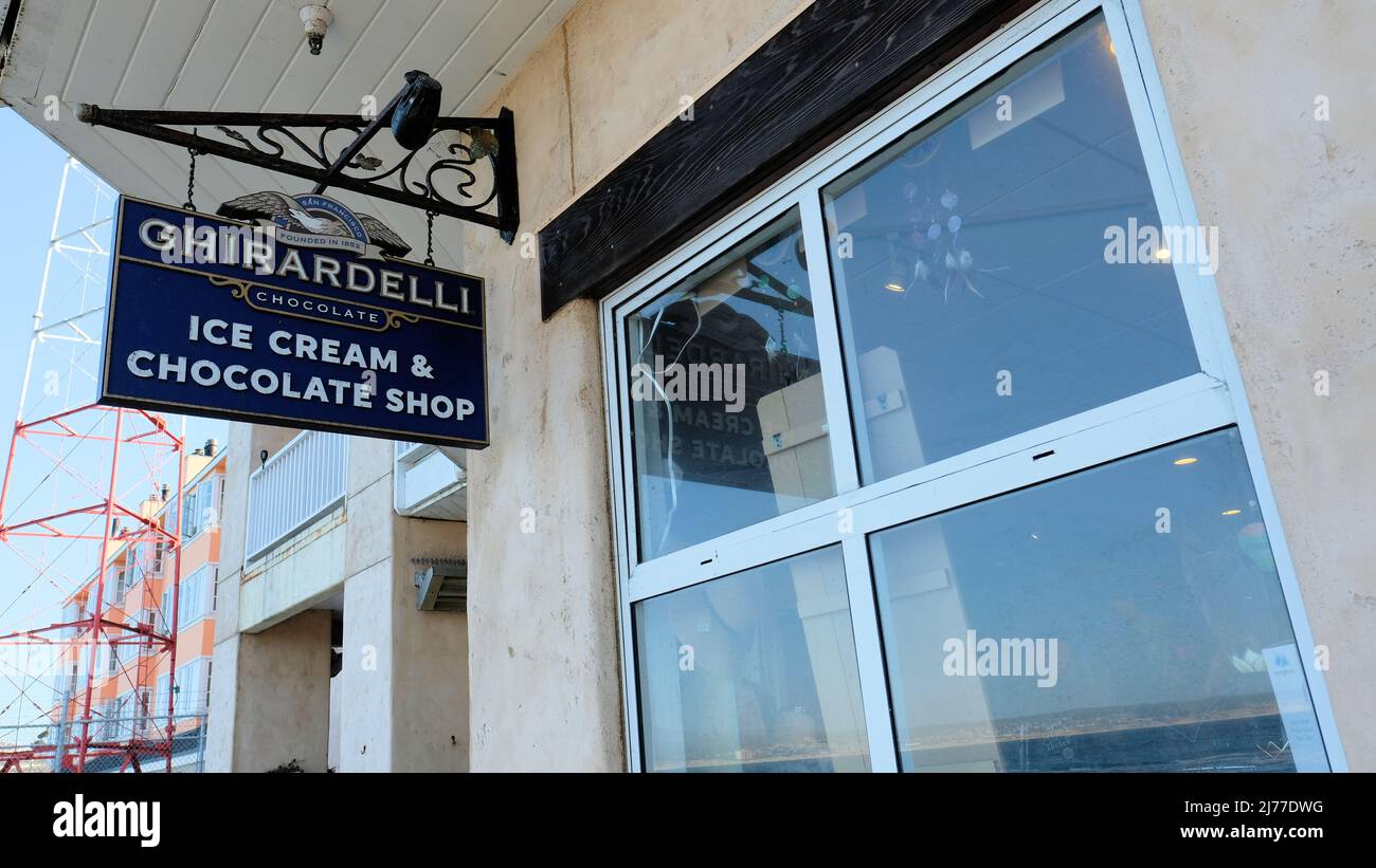 Sign outside the Ghirardelli Chocolate Ice Cream and Chocolate shop at