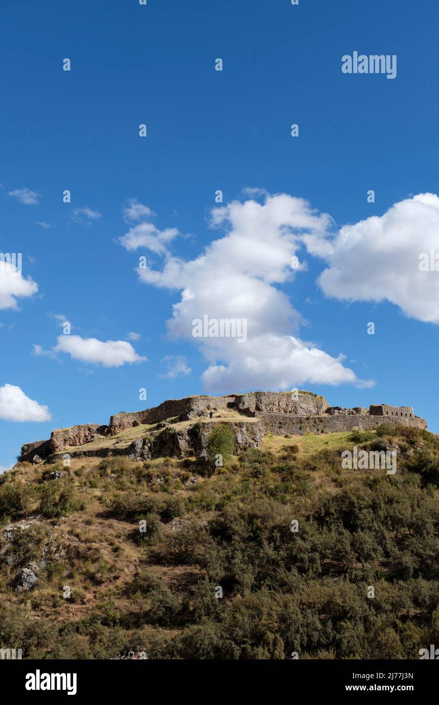 Puka Pukara, Puca Pucara, ancient Inca fort, archaeological site, region of Cusco, Sacred Valley of Peru Stock Photo