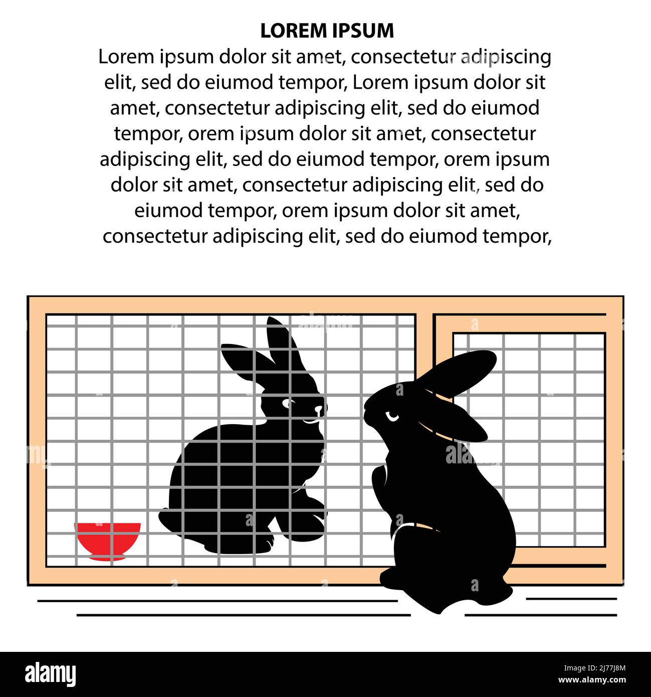 Rabbit helps his friend who is locked in a rabbit cage. Concept of