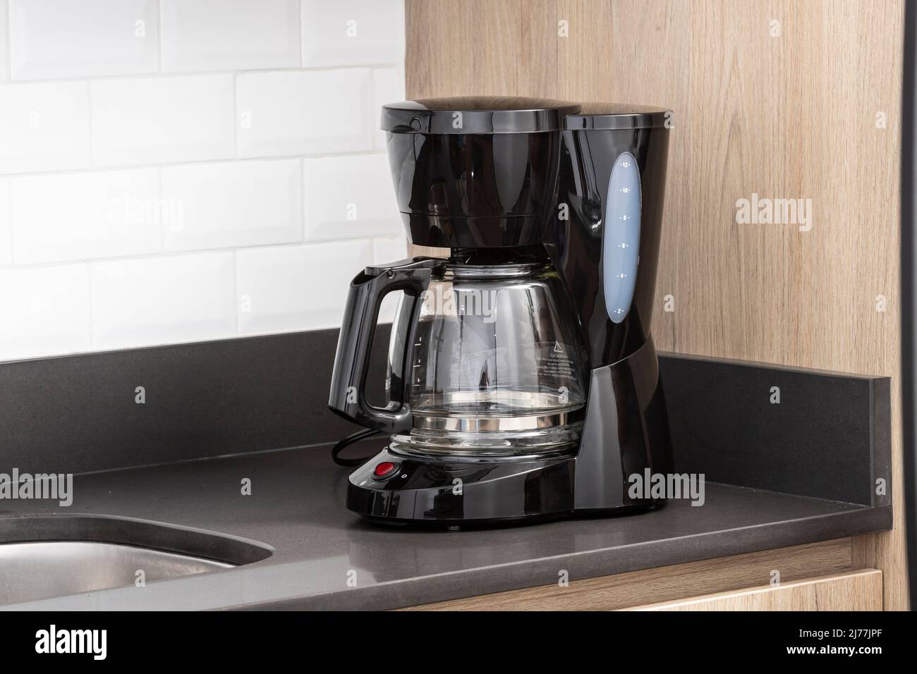 A Electric Coffee maker Black In The Kitchen Stock Photo Alamy