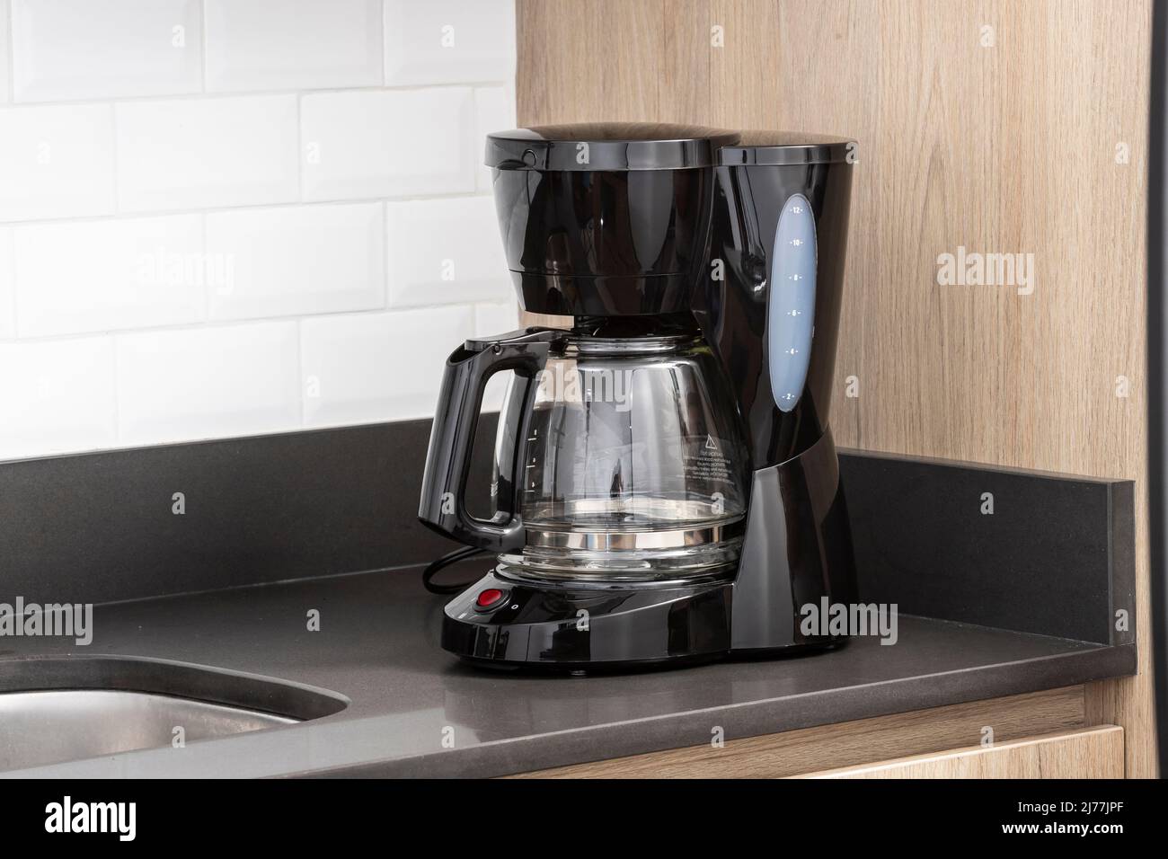 A Electric Coffee maker Black In The Kitchen Stock Photo