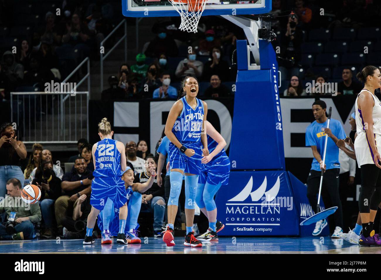 Azura Stevens (30 Chicago Sky) yells during the WNBA basketball game ...