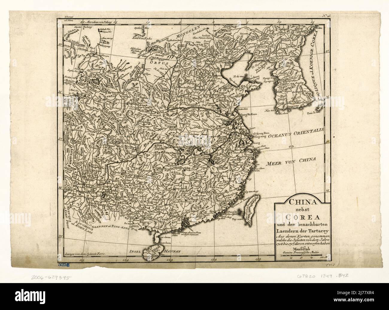 China nebst Corea und den benachbarten Laendern der Tartary aus denen Karten genommen, welche die Jesuiten von dem Jahre 1708 bis 1717 davon entworfen haben. LOC 2006629395 Stock Photo
